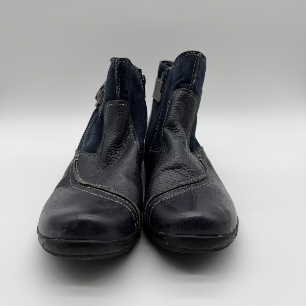 Earth Origins Women's Dayton Ankle Boot Navy Suede Black Leather Size 10 - Picture 3 of 10
